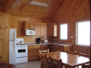 Fully furnished kitchen in cottage rental Rice Lake.